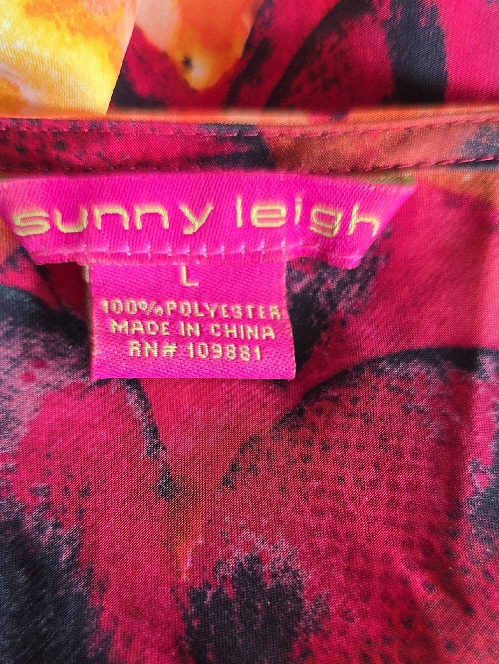 Sunny Leigh Floral Ruffle V-Neck Blouse - Red, Orange, Yellow Large - Picture 4 of 4